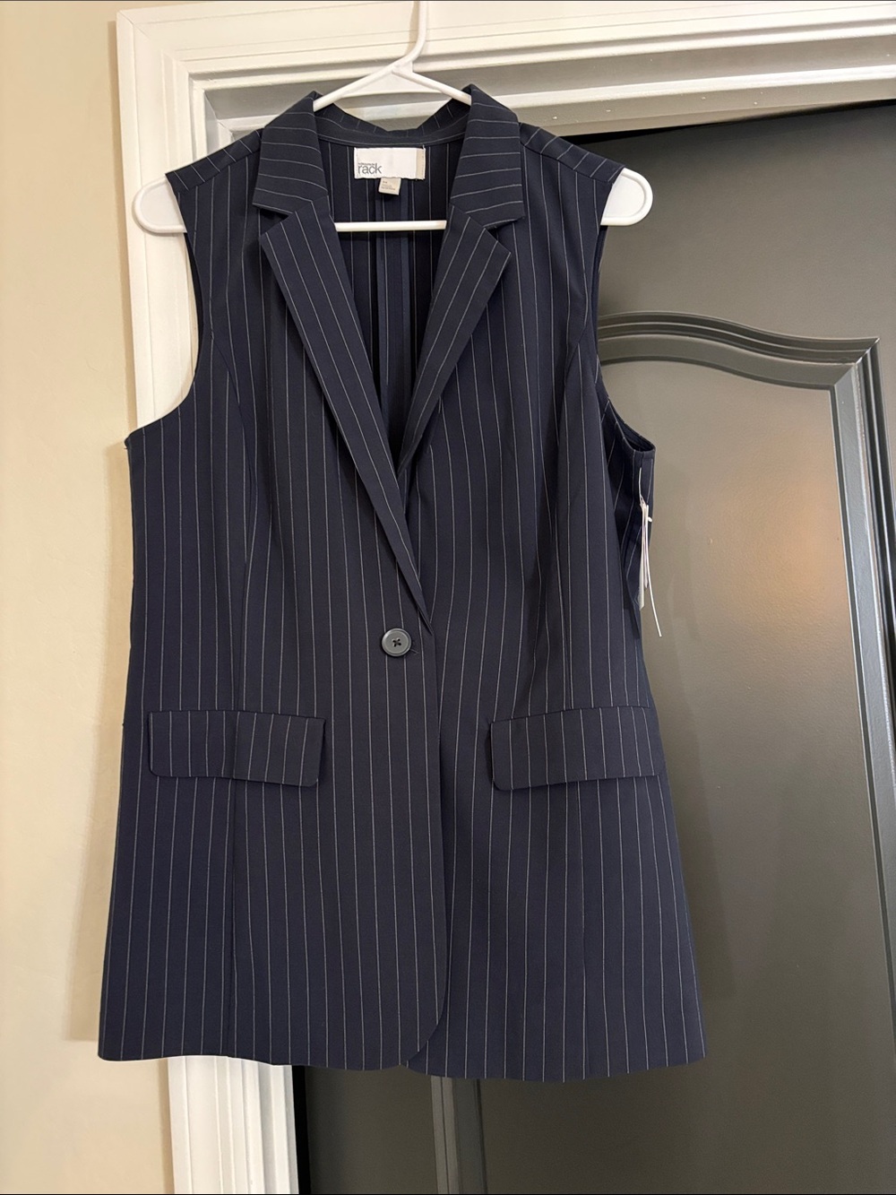NWT- Navy pinstripes sleeveless vest -medium